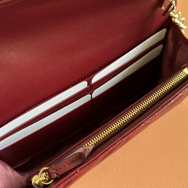GG original calfskin marmont wallet on chain 837745 bordeaux