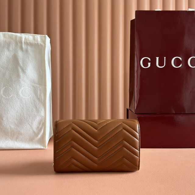 GG original calfskin marmont wallet on chain 837745 brown