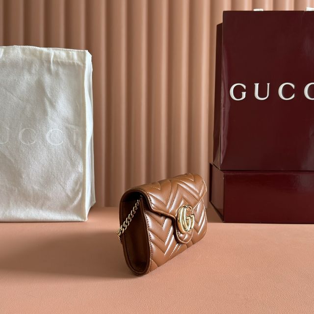 GG original calfskin marmont wallet on chain 837745 brown