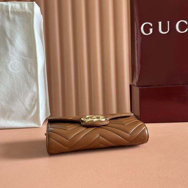 GG original calfskin marmont wallet on chain 837745 brown
