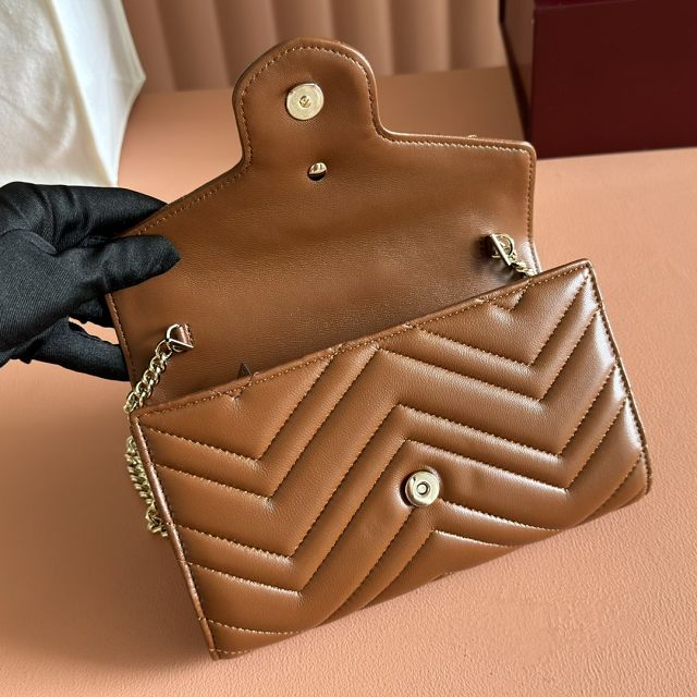 GG original calfskin marmont wallet on chain 837745 brown