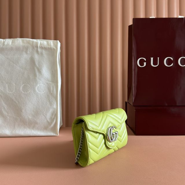 GG original calfskin marmont wallet on chain 837745 green