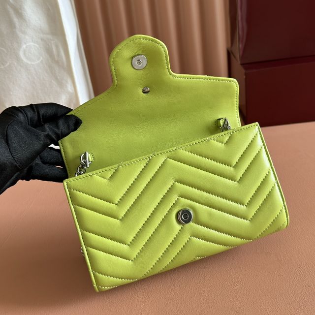 GG original calfskin marmont wallet on chain 837745 green