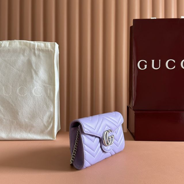 GG original calfskin marmont wallet on chain 837745 purple