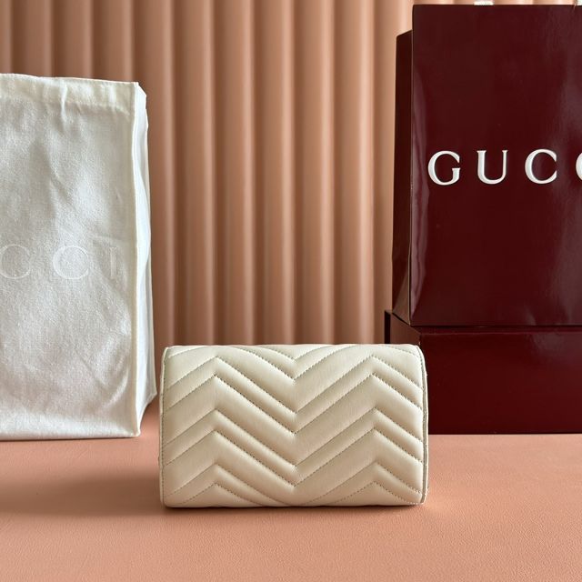 GG original calfskin marmont wallet on chain 837745 white
