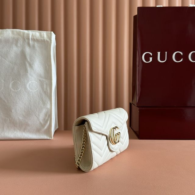 GG original calfskin marmont wallet on chain 837745 white