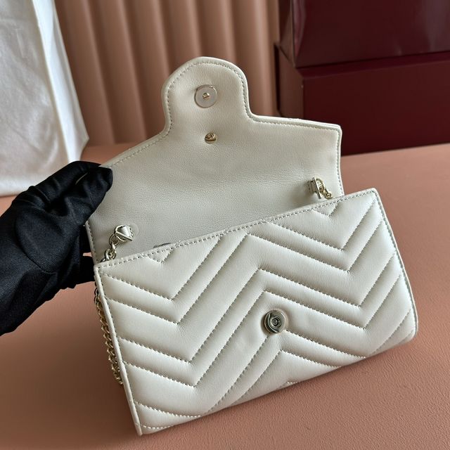 GG original calfskin marmont wallet on chain 837745 white