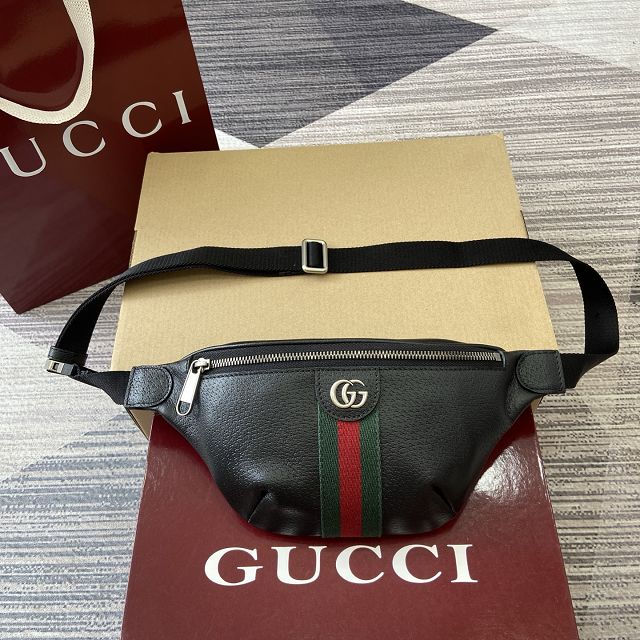 GG original calfskin ophidia small belt bag 839106 black