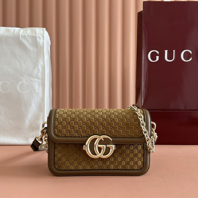 GG original suede calfskin go small shoulder bag 826761 brown