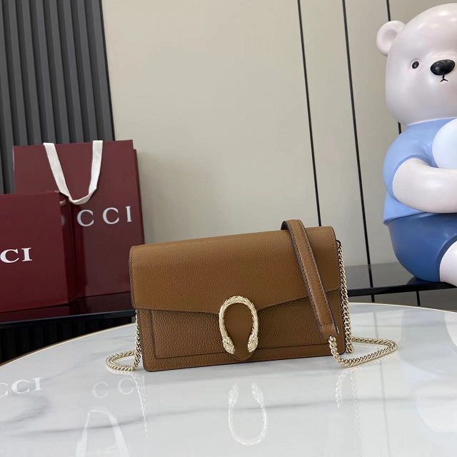 GG original calfskin dionysus wallet on chain 837373 brown