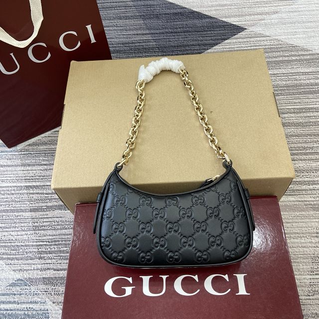 GG original calfskin emblem small shoulder bag 847091 black