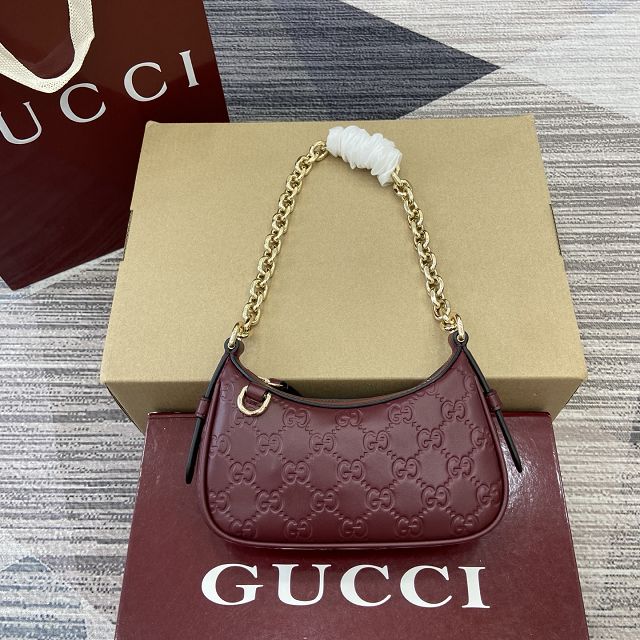 GG original calfskin emblem small shoulder bag 847091 bordeaux