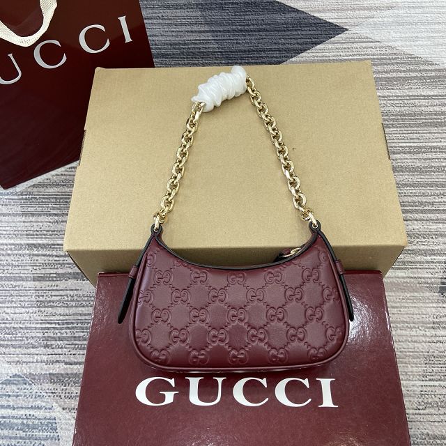 GG original calfskin emblem small shoulder bag 847091 bordeaux