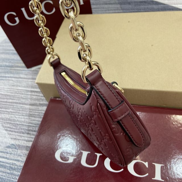 GG original calfskin emblem small shoulder bag 847091 bordeaux