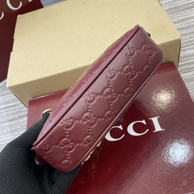 GG original calfskin emblem small shoulder bag 847091 bordeaux