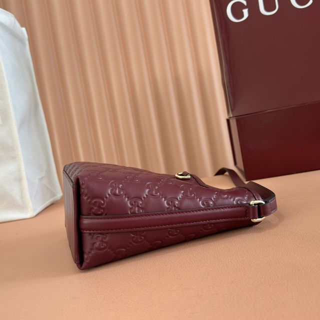 GG original calfskin emblem nano bucket bag 847090 bordeaux