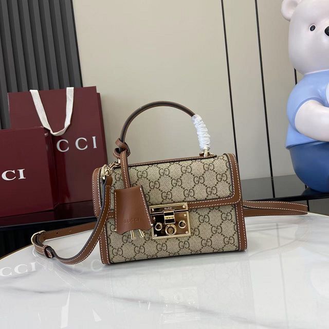 GG original fabric padlock small top handle bag 838999 brown