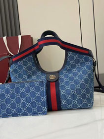 GG original canvas giglio small tote bag 860845 blue