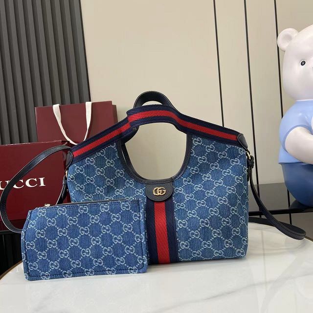 GG original canvas giglio small tote bag 860845 blue