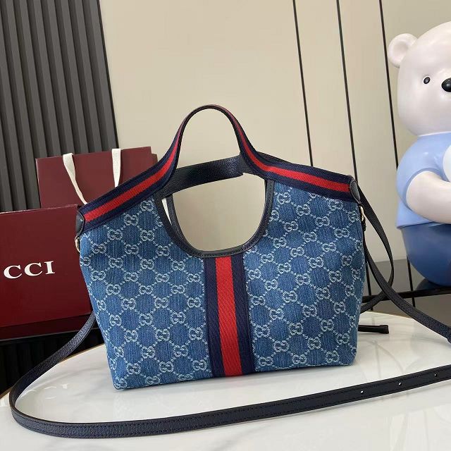 GG original canvas giglio small tote bag 860845 blue