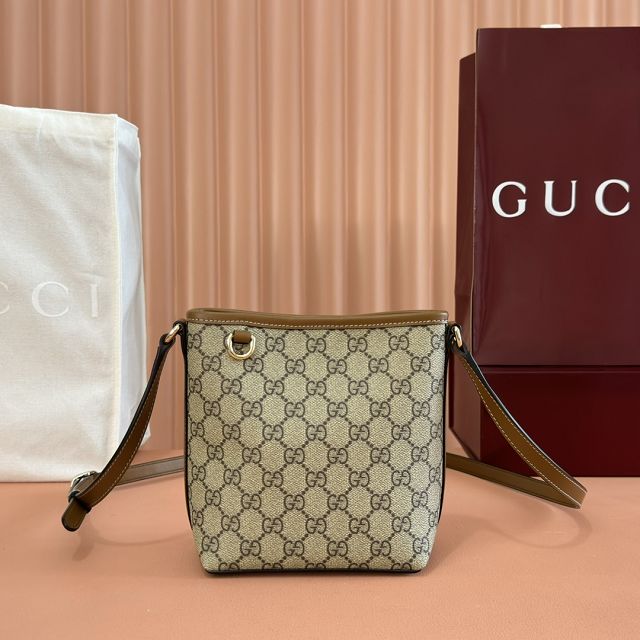 GG original fabric emblem nano bucket bag 847090 brown