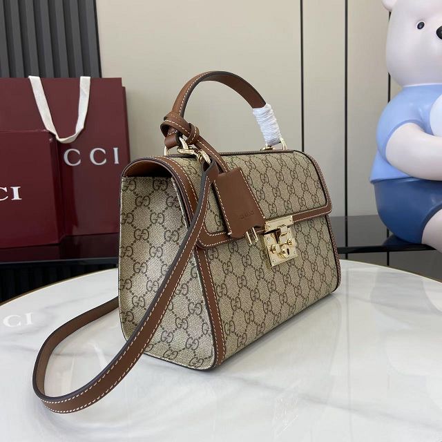 GG original fabric padlock medium top handle bag 838998 brown