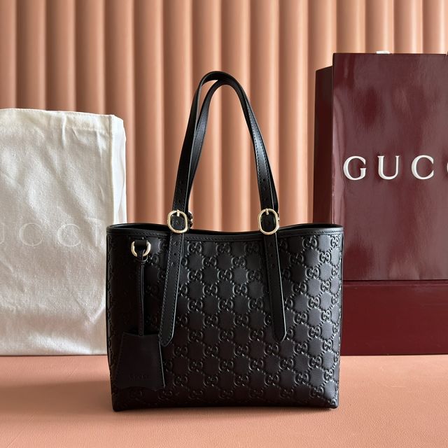 GG original calfskin emblem medium tote bag 847456 black