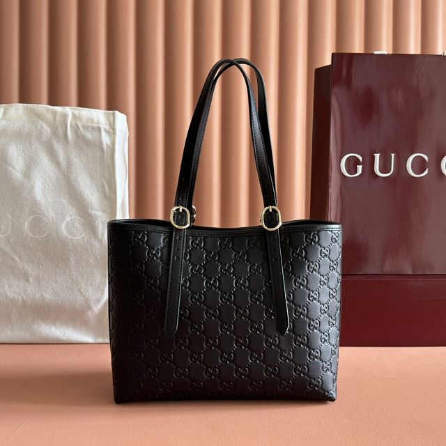 GG original calfskin emblem medium tote bag 847456 black