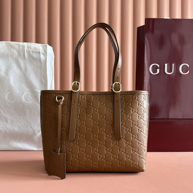 GG original calfskin emblem medium tote bag 847456 brown
