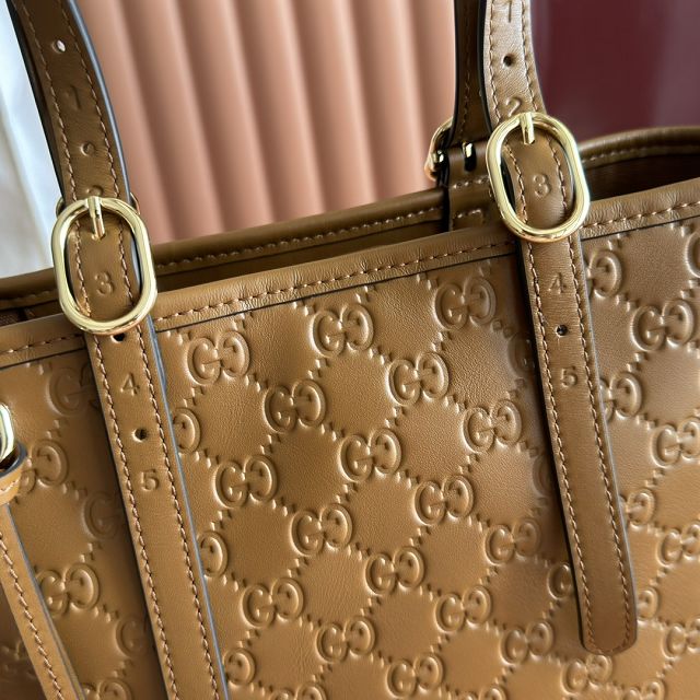 GG original calfskin emblem medium tote bag 847456 brown
