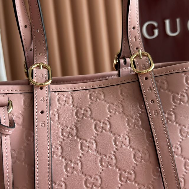 GG original calfskin emblem medium tote bag 847456 pink