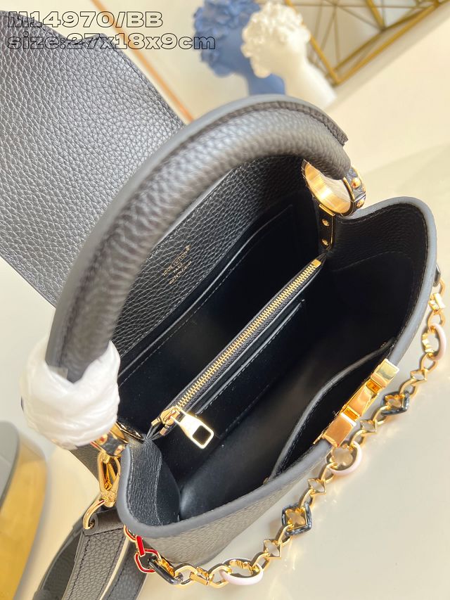 Louis vuitton original calfskin capucines BB handbag M14970 black
