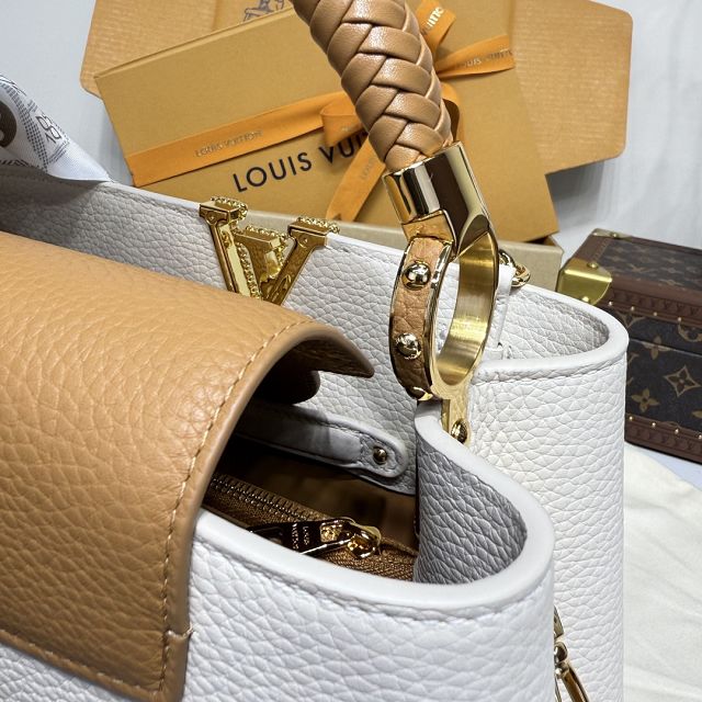 Louis vuitton original calfskin capucines BB handbag M15158 white&brown