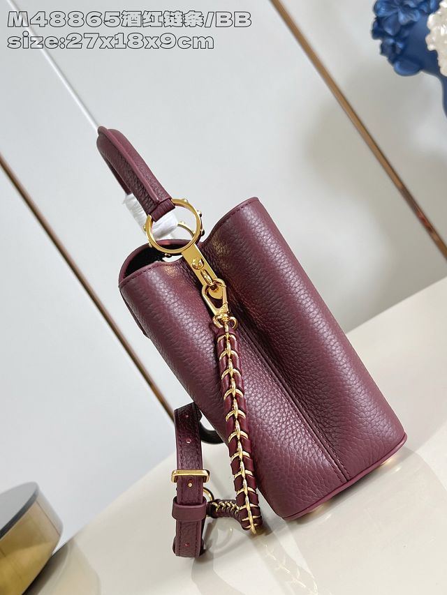 Louis vuitton original calfskin capucines BB handbag M21103 bordeaux