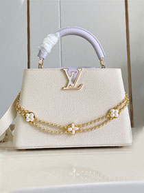Louis vuitton original calfskin capucines BB handbag M25461 beige&purple
