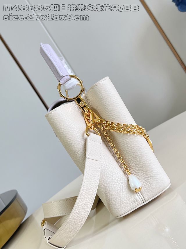 Louis vuitton original calfskin capucines BB handbag M25461 beige&purple