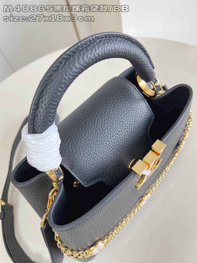 Louis vuitton original calfskin capucines BB handbag M25461 black