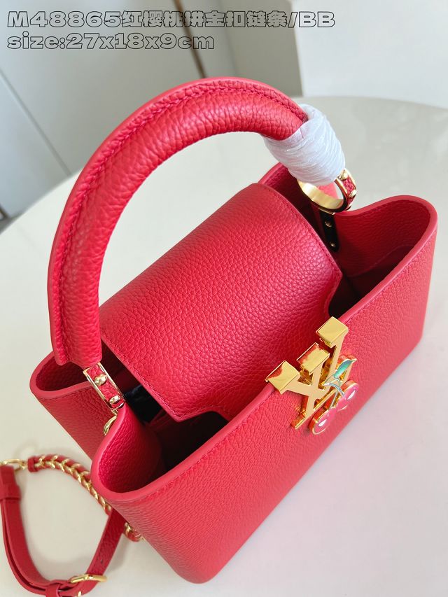 Louis vuitton original calfskin capucines BB handbag M25904 red