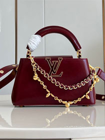 Louis vuitton original calfskin capucines east-west mini handbag M25473 bordeaux