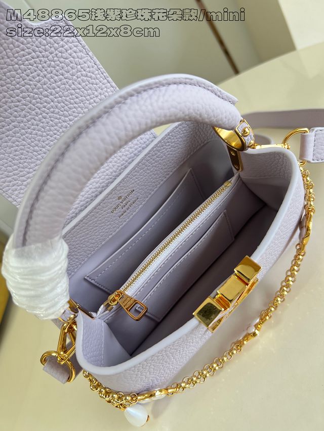 Louis vuitton original calfskin capucines east-west mini handbag M25476 purple
