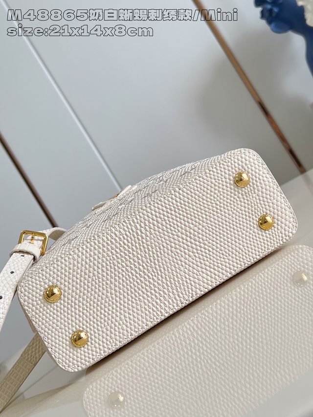 Louis vuitton original calfskin capucines mini handbag M14389 white