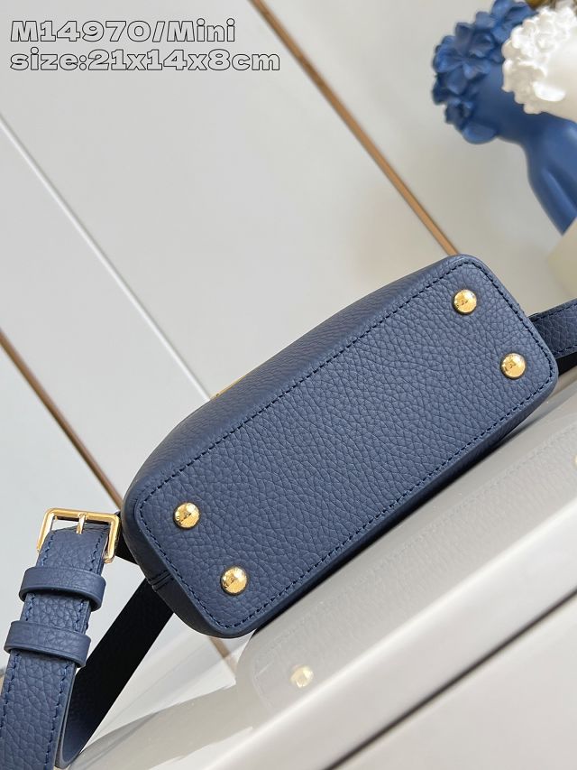 Louis vuitton original calfskin capucines mini handbag M14971 navy blue