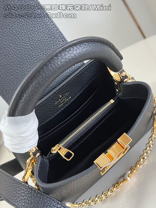 Louis vuitton original calfskin capucines mini handbag M15117 black