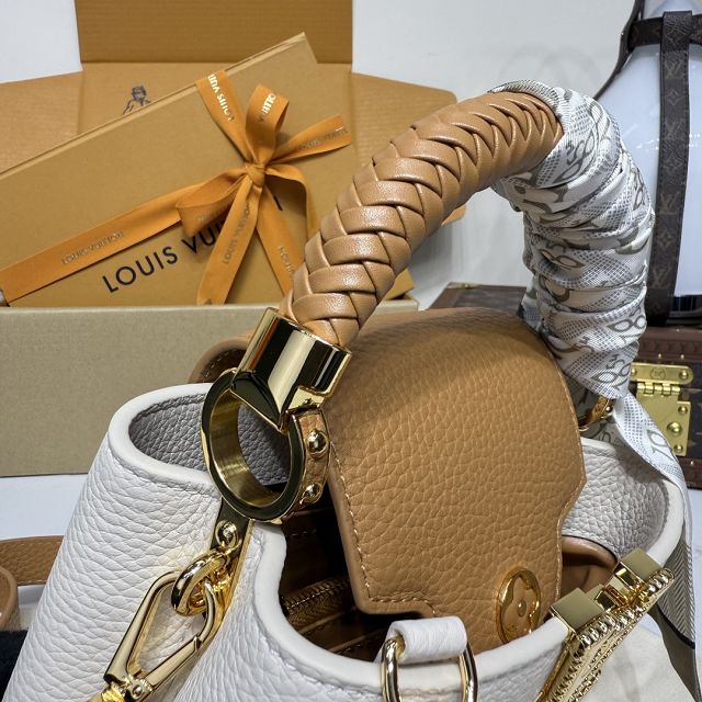 Louis vuitton original calfskin capucines mini handbag M15157 white&brown