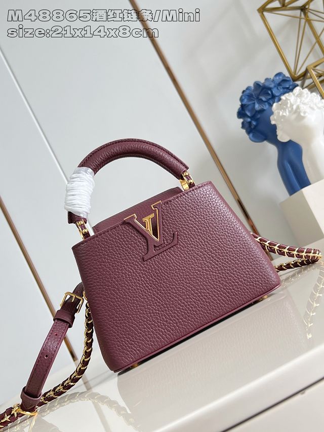 Louis vuitton original calfskin capucines mini handbag M22606 bordeaux