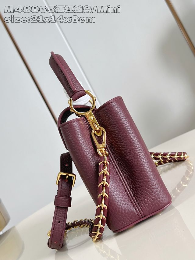 Louis vuitton original calfskin capucines mini handbag M22606 bordeaux