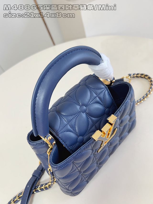 Louis vuitton original lambskin capucines mini handbag M25283 blue
