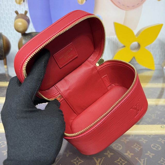 Louis vuitton original monogram nano nice cosmetic case M44936 red