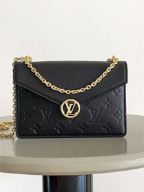 Louis vuitton original calfskin wallet on chain rosy M13569 black