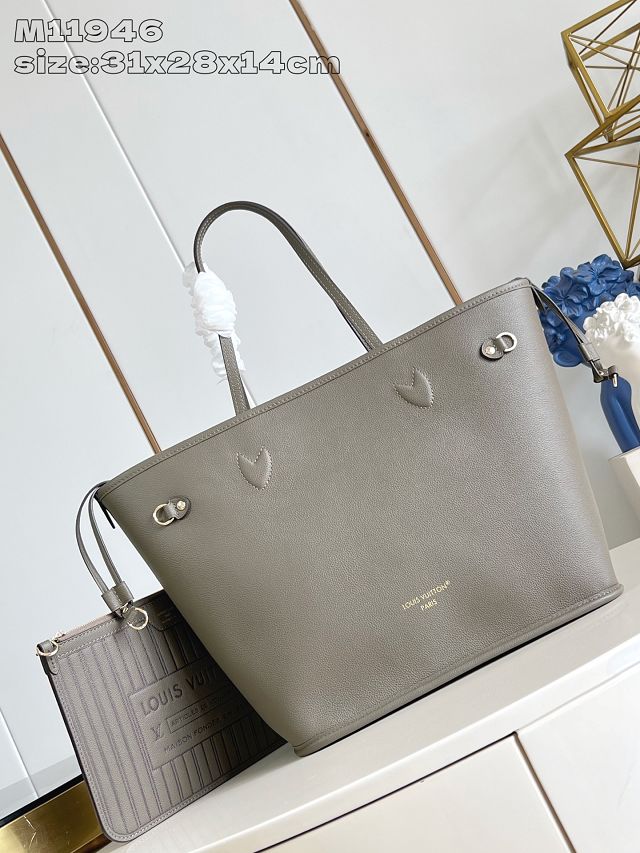 Louis vuitton original calfskin&canvas neverfull Inside out MM M25664 smoke